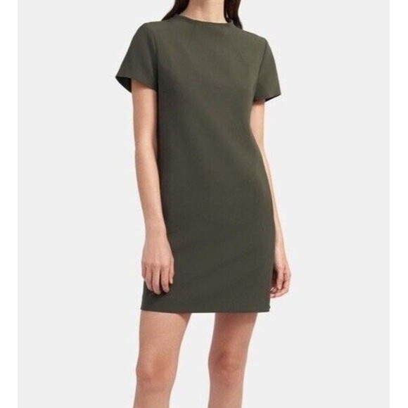 Theory Dolman Shift Dress Olive Green Size 0 Office Career Businesses Casual - Picture 1 of 11